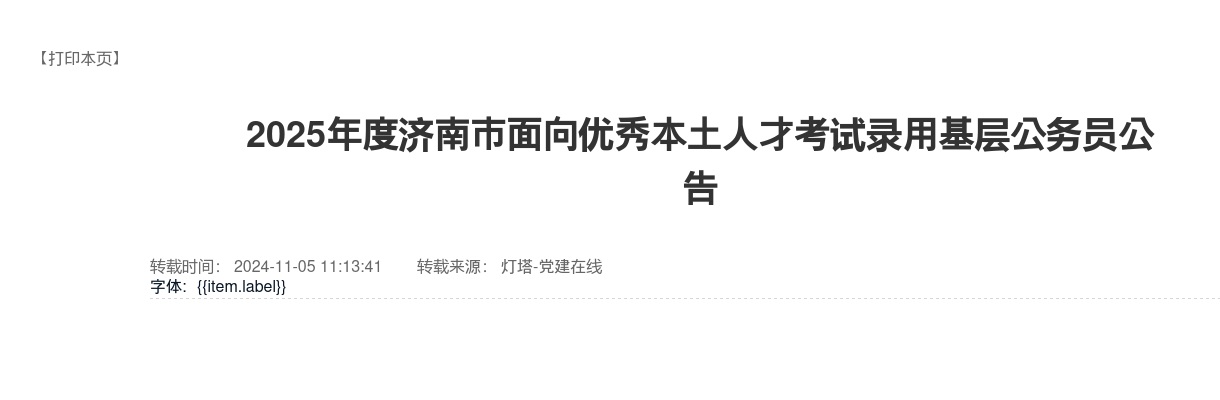 2025年度山东济南市面向优秀本土人才考试录用基层公务员20人公告 图片
